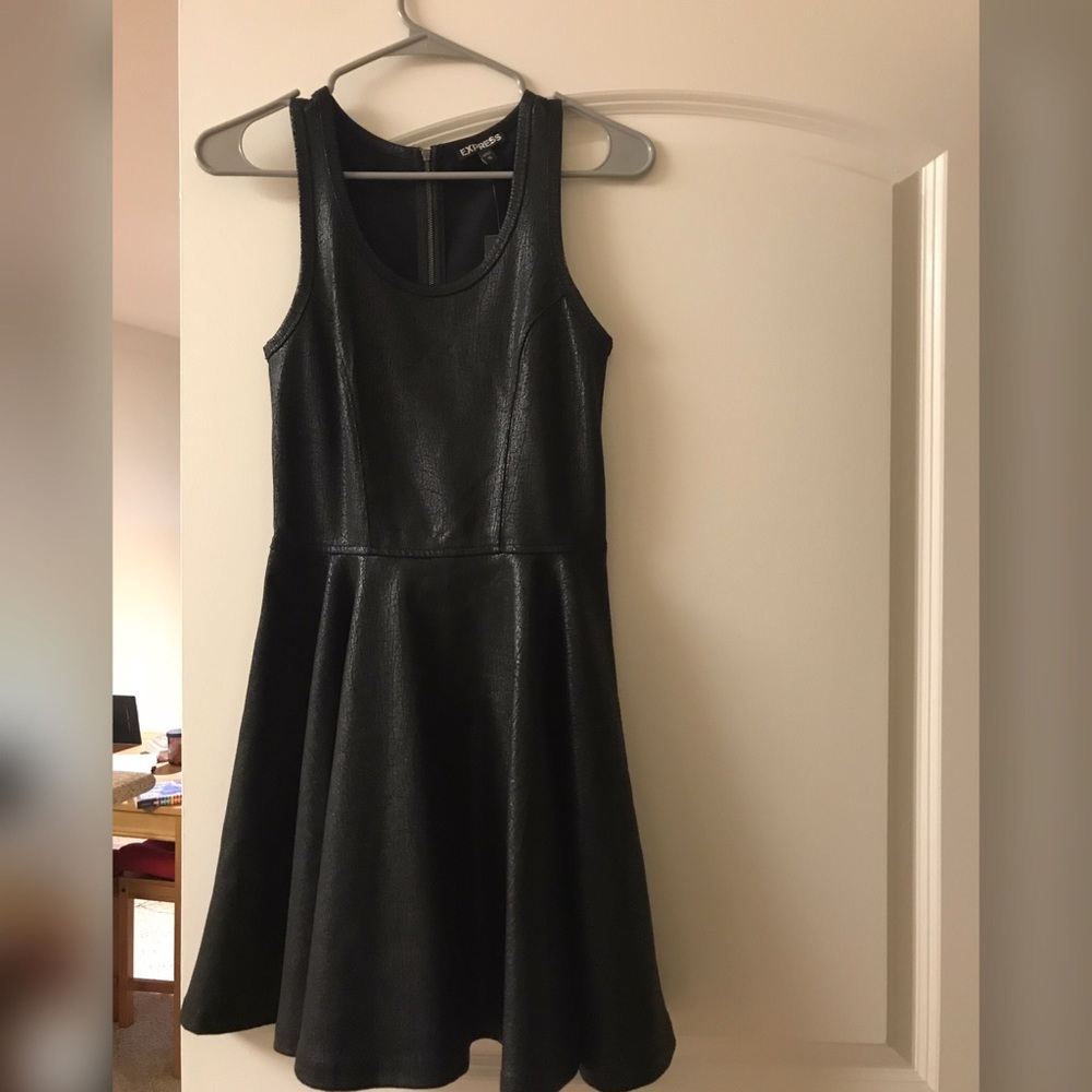 NWT Express Textured Leather Look Skater Dress